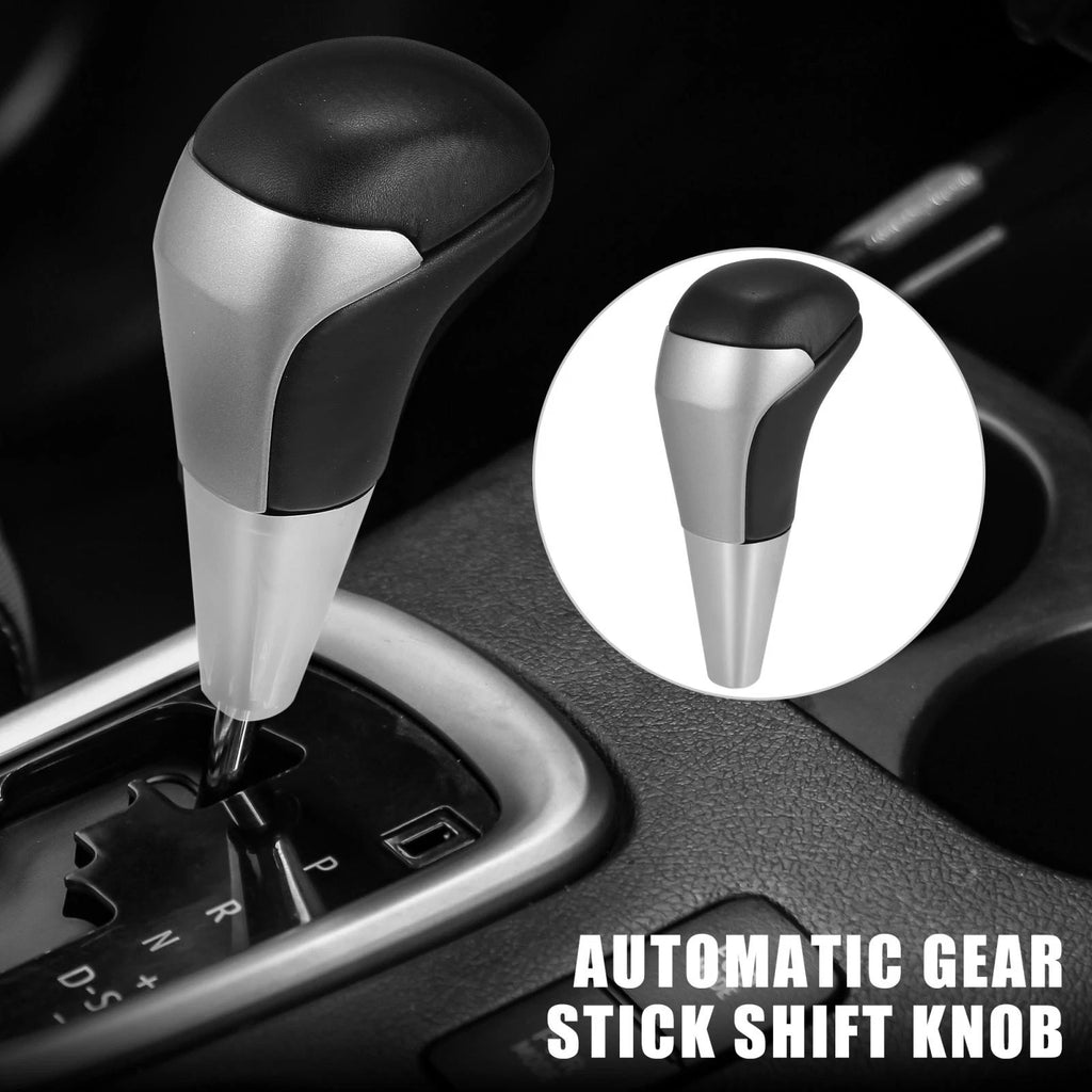 Automatic Gear Shift Knob for Toyota Tundra (2000–2023) Black Faux Leather Silver Tone