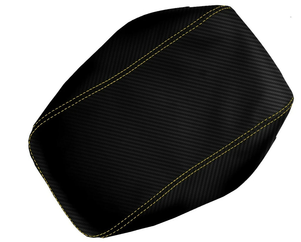 Carbon Fiber Console Lid Cover for Chevrolet Camaro (1997–2002) Yellow Stitch