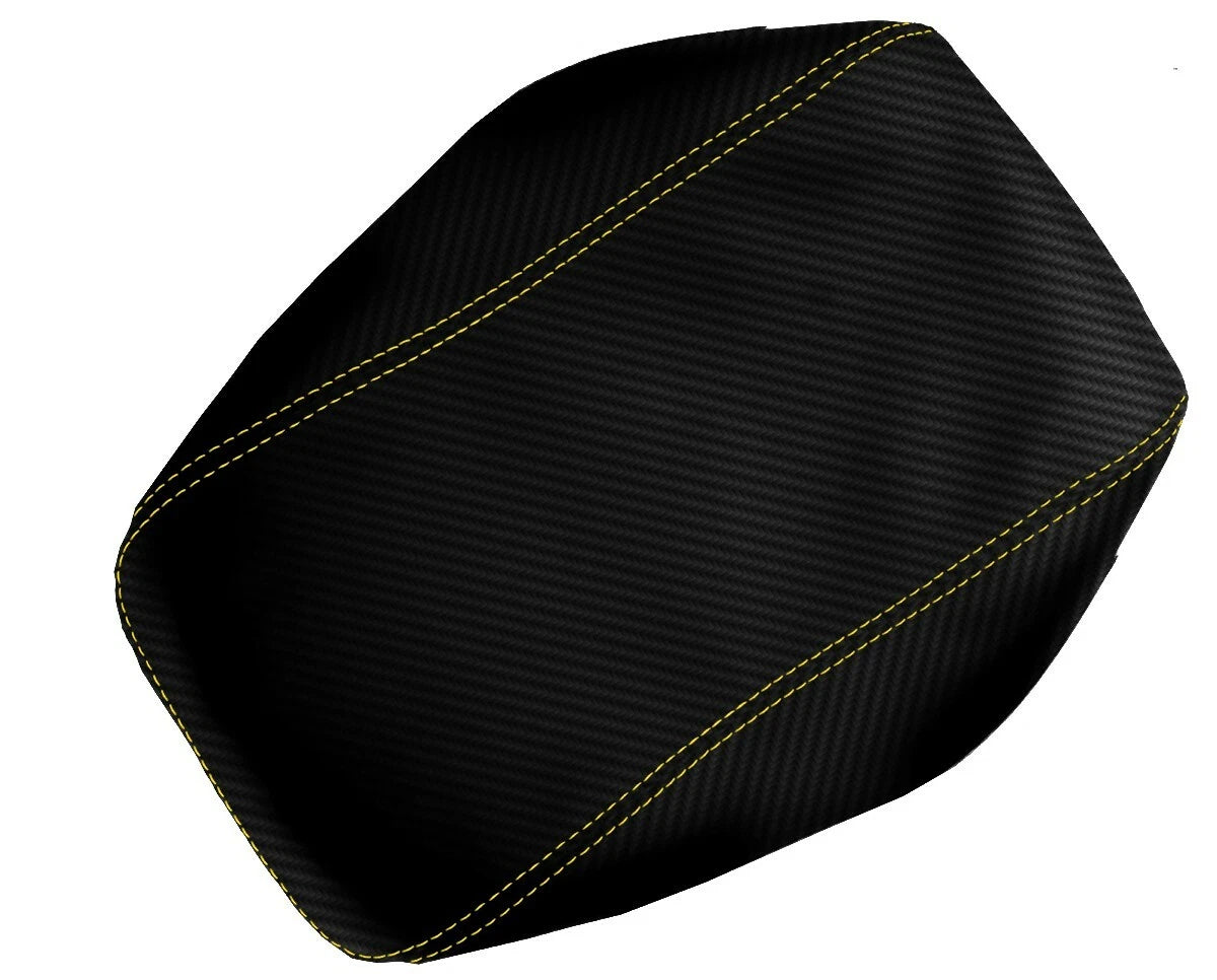 Carbon Fiber Console Lid Cover for Chevrolet Camaro (1997–2002) Yellow Stitch