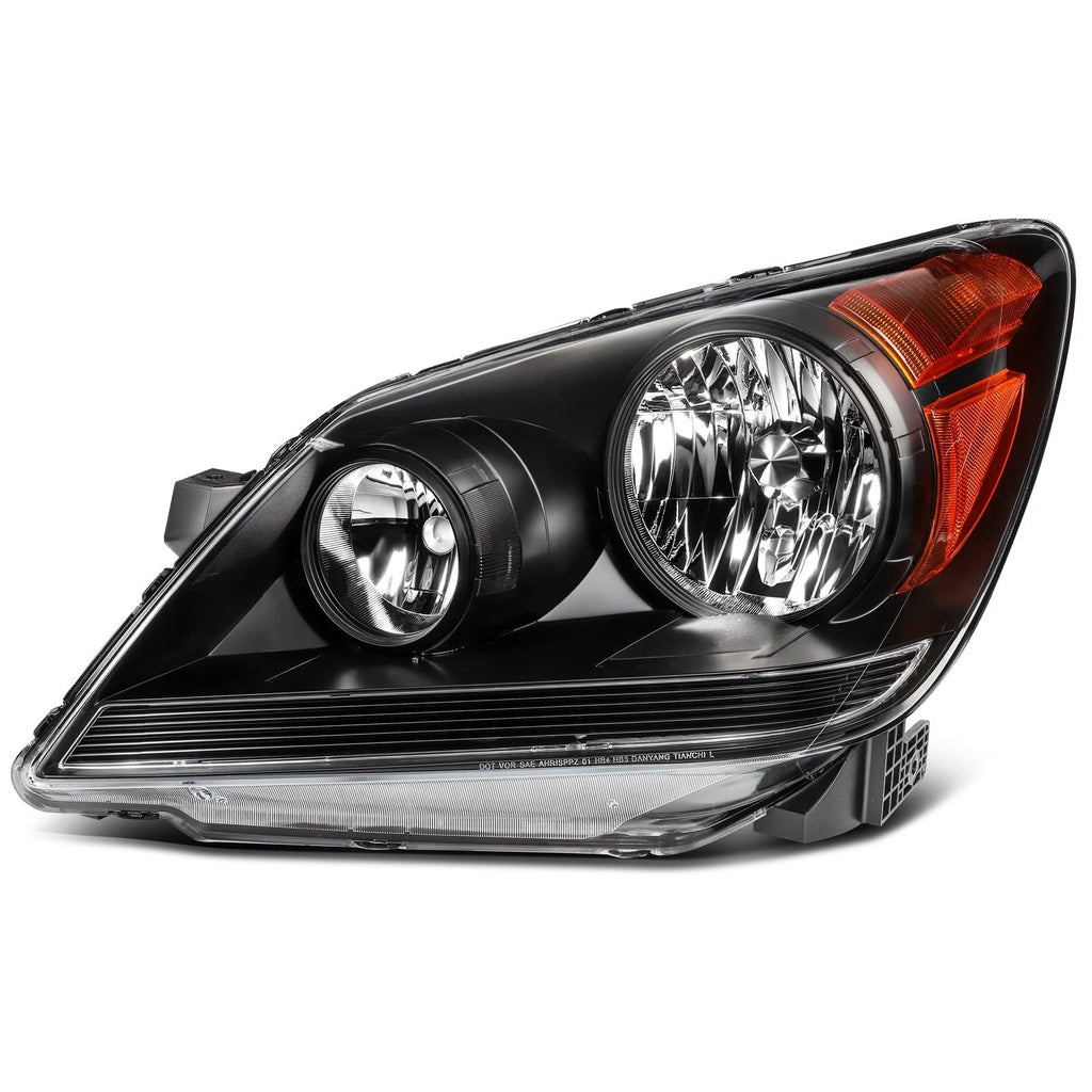 Pair Headlight Assemblies for Honda Odyssey (2008–2010) Black Amber Reflector