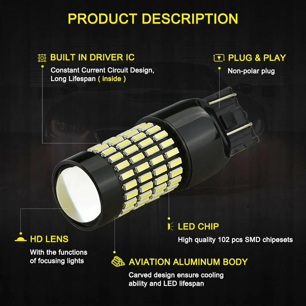 2X LED Back Up Reverse Light Bulbs for AUXITO 7443 7440 (6000K)