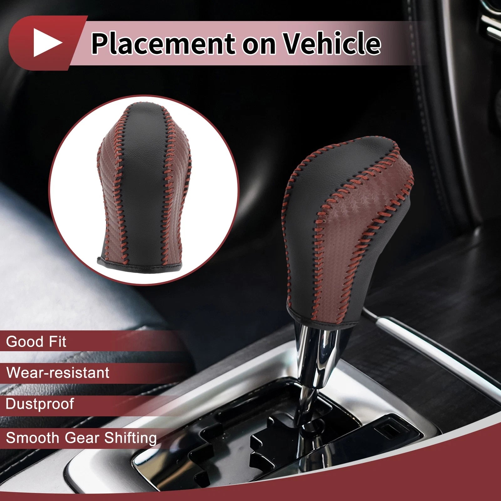 1 Pc Gear Shift Knob Cover for Nissan Maxima (2016–2023) Brown Faux Leather