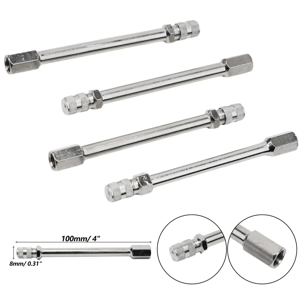 4pcs Tyre Wheel Valve Extension Extender Cap Metal Stem for Auto Car Truck
