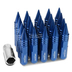 20 PCS M12X1.5 107MM Tall Blue Aluminum Spiked Cap Lug Nuts + Adapter