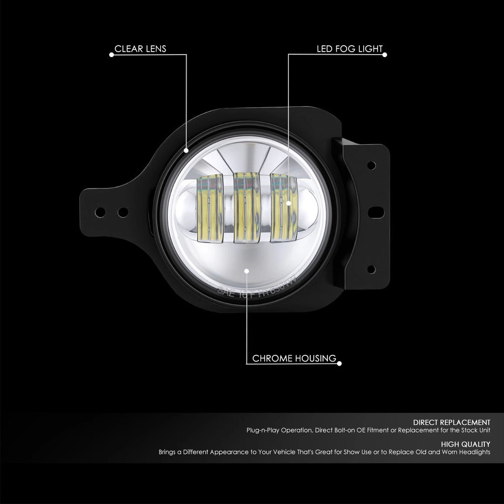 Chrome Clear LED Fog Lights for Jeep Wrangler JL Gladiator (2018–2026)