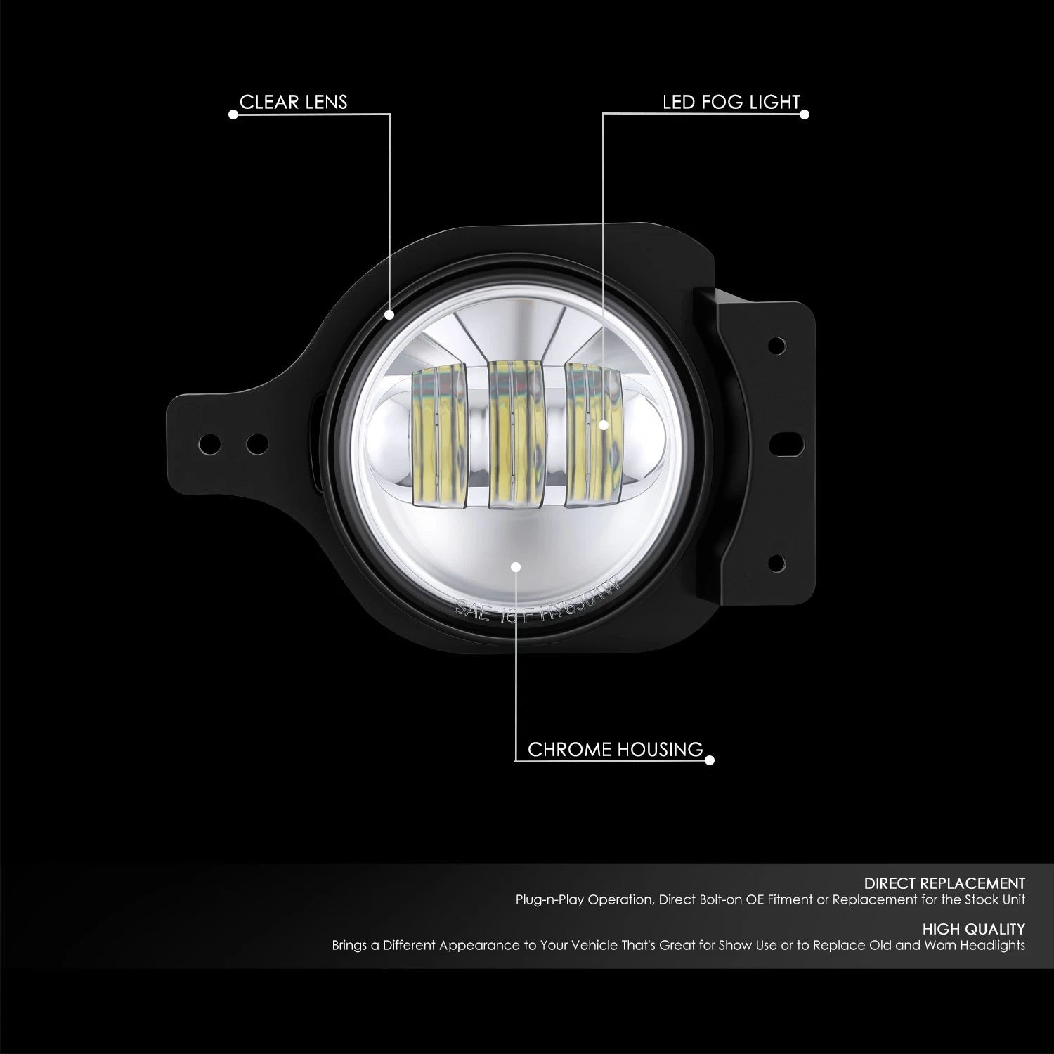Chrome Clear LED Fog Lights for Jeep Wrangler JL Gladiator (2018–2026)