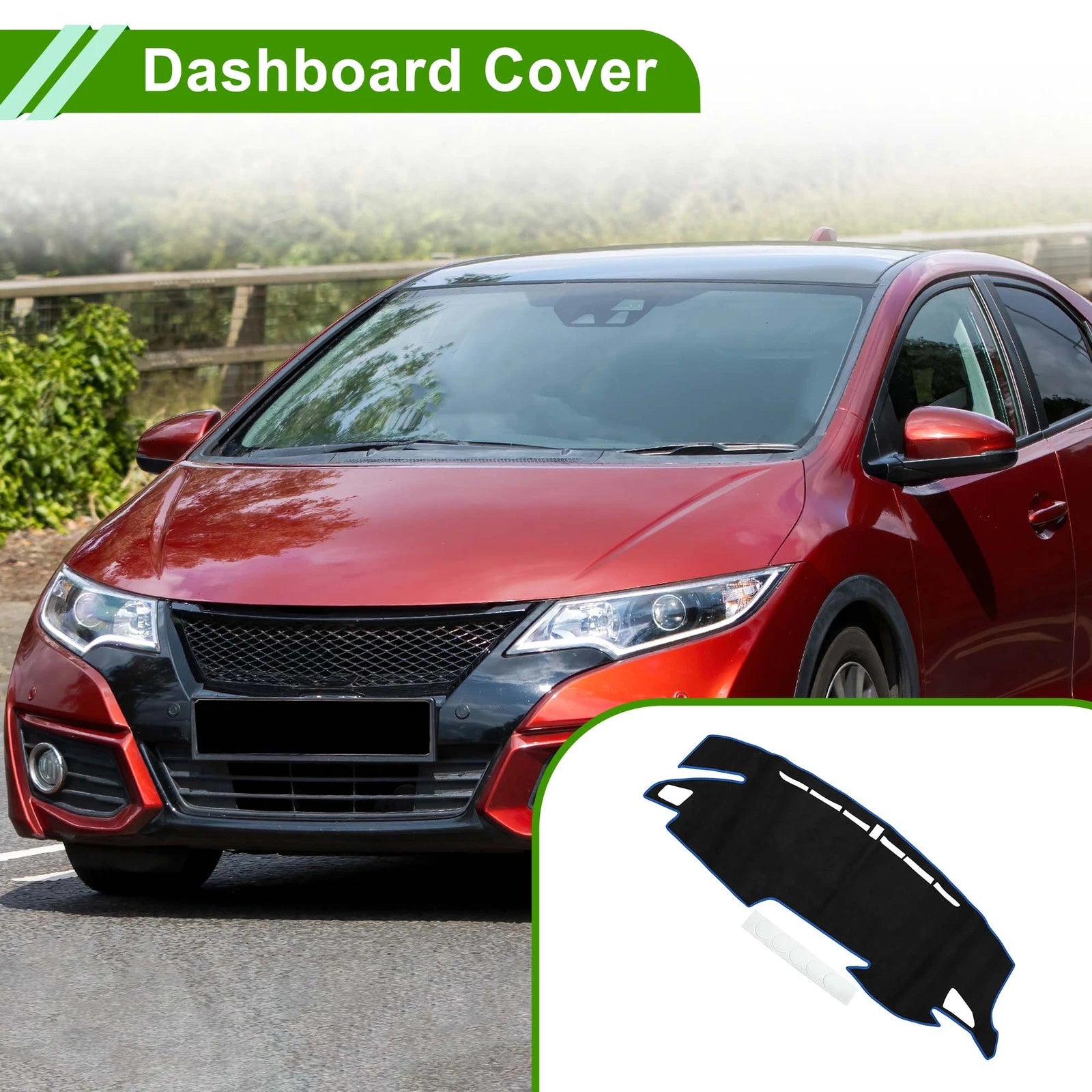 Dashboard Dash Cover Mat for Honda Civic Type R FK7 FK8 FC1 (2017–2024) Black Blue