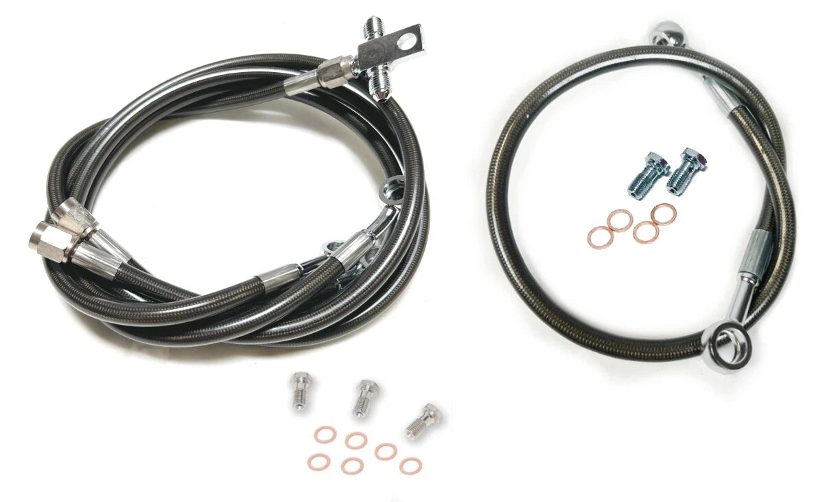 Streamline Steel Braided Brake Lines for TRX400EX TRX400X (Smoke, +2" Front, +6" Rear)