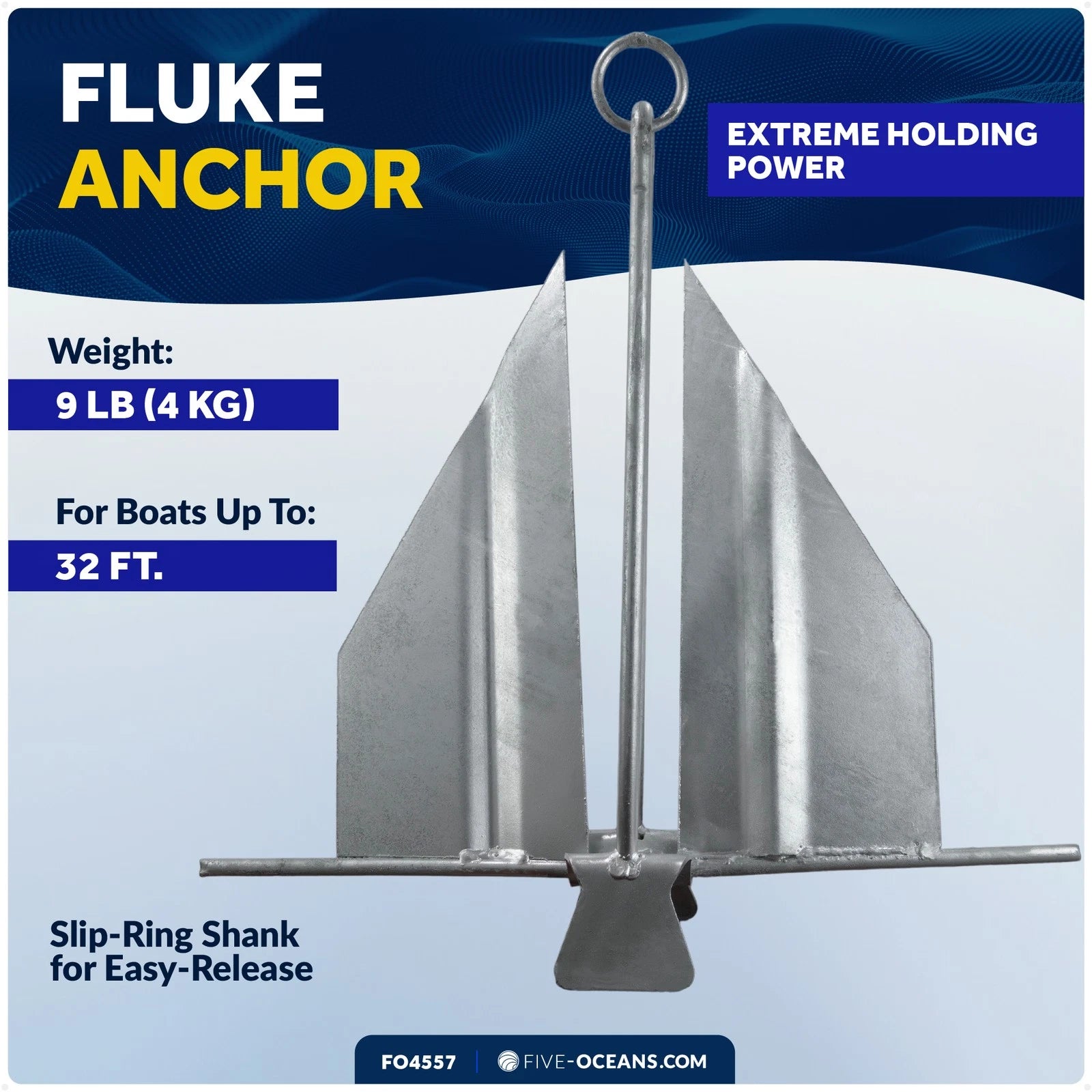 Fluke Anchor for Slip-Ring (9 lb) - Hot Dipped Galvanized Steel