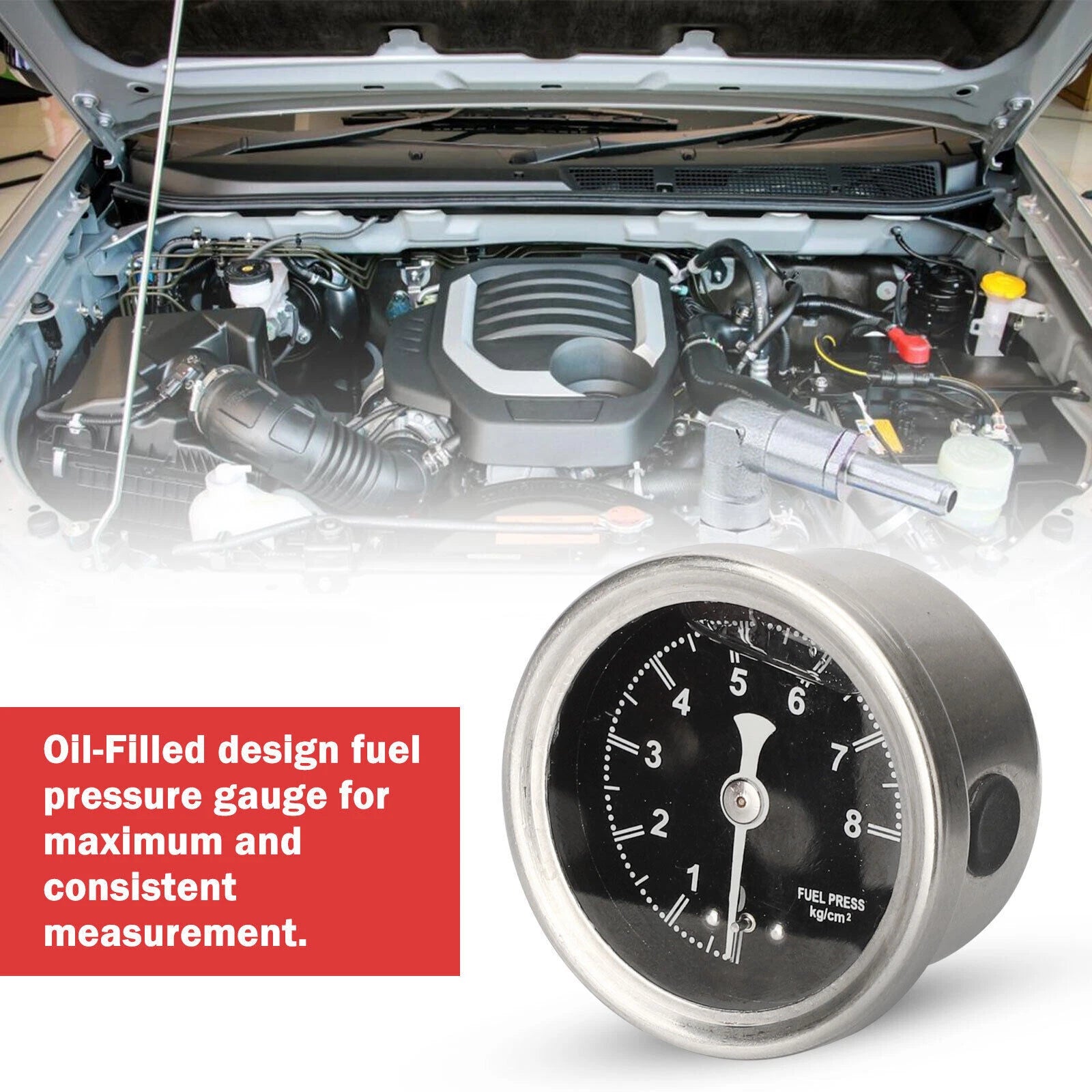 Adjustable Fuel Pressure Regulator Kit with Oil Gauge for Universal Fit (0-160 PSI)