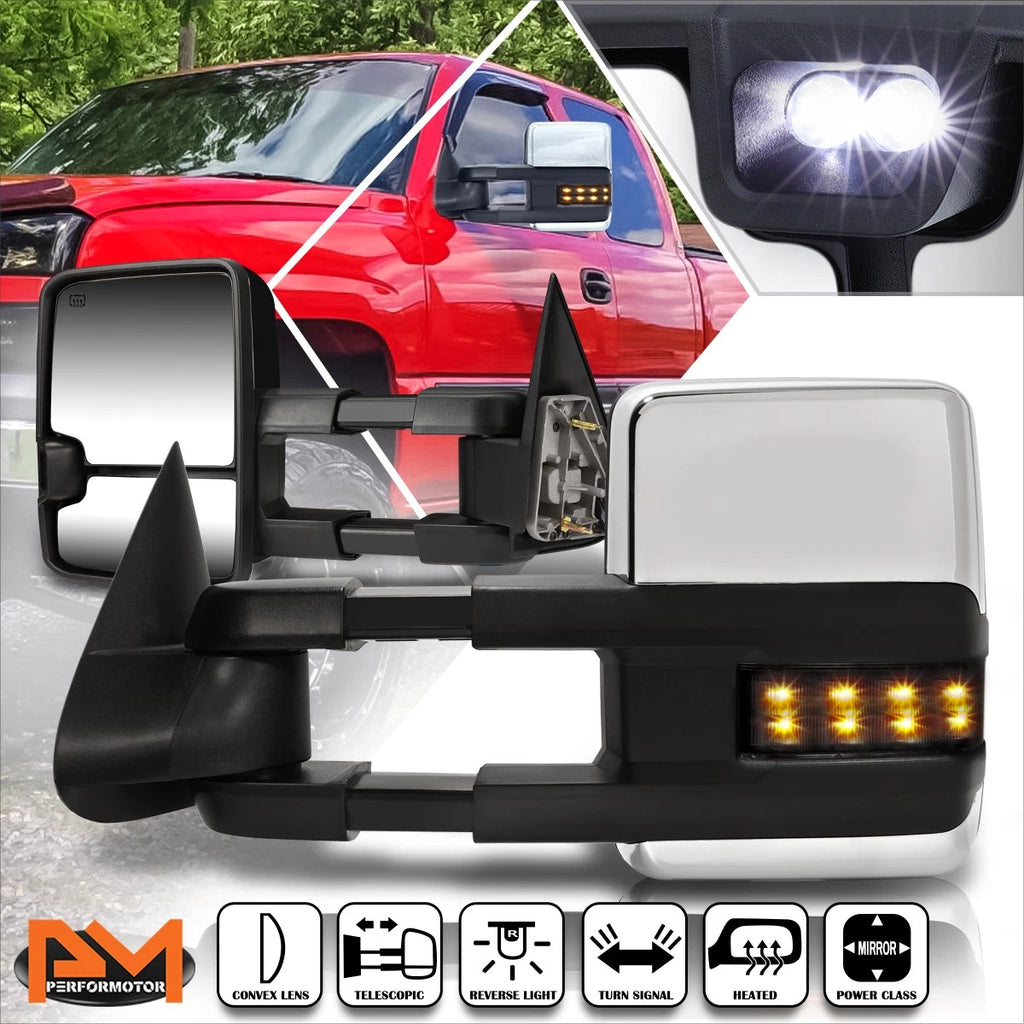 Powered Heated Towing Mirror Set for Silverado/Sierra (2003–2007) - Chrome, Smoked LED