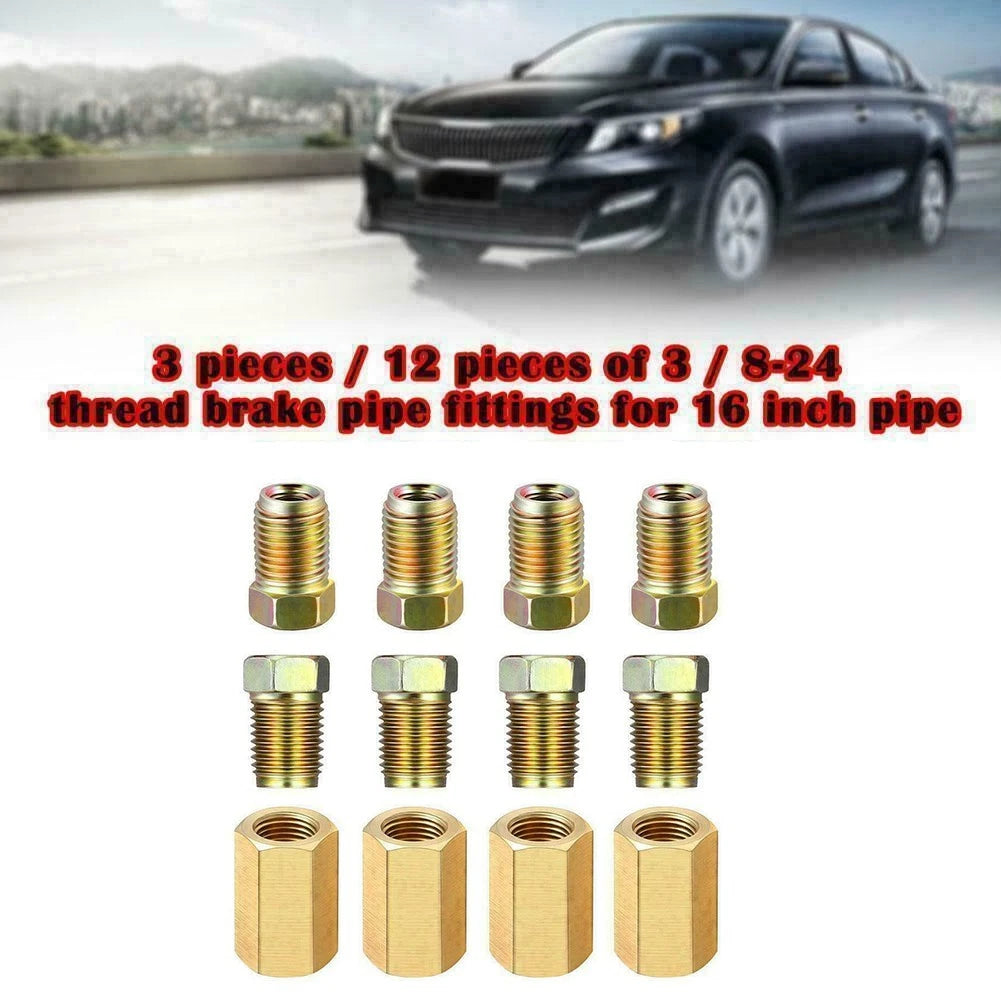 12Pcs Brake Line Repair Female Unions & Inverted Nuts for