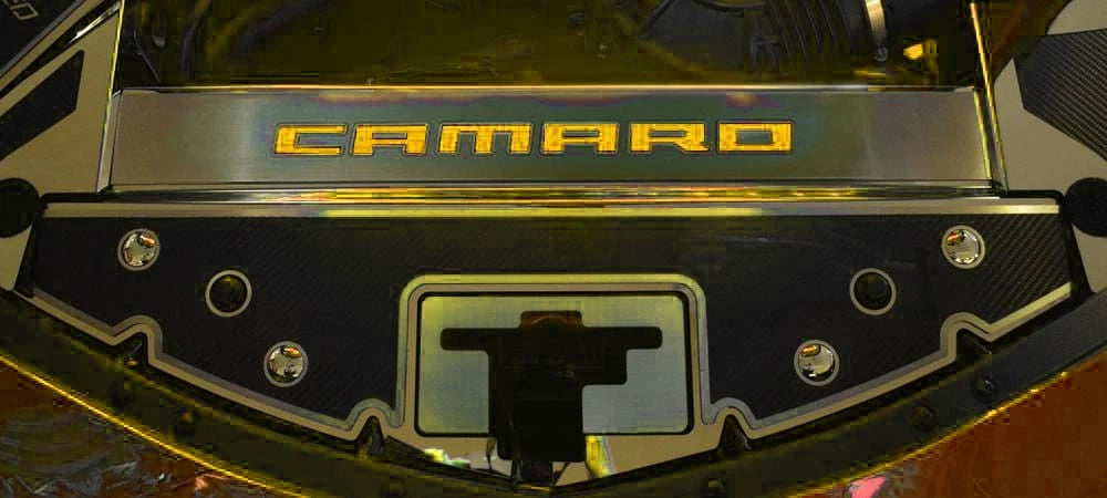 Carbon Fiber Front Header Plate with Yellow LED for 2016-2020 Camaro