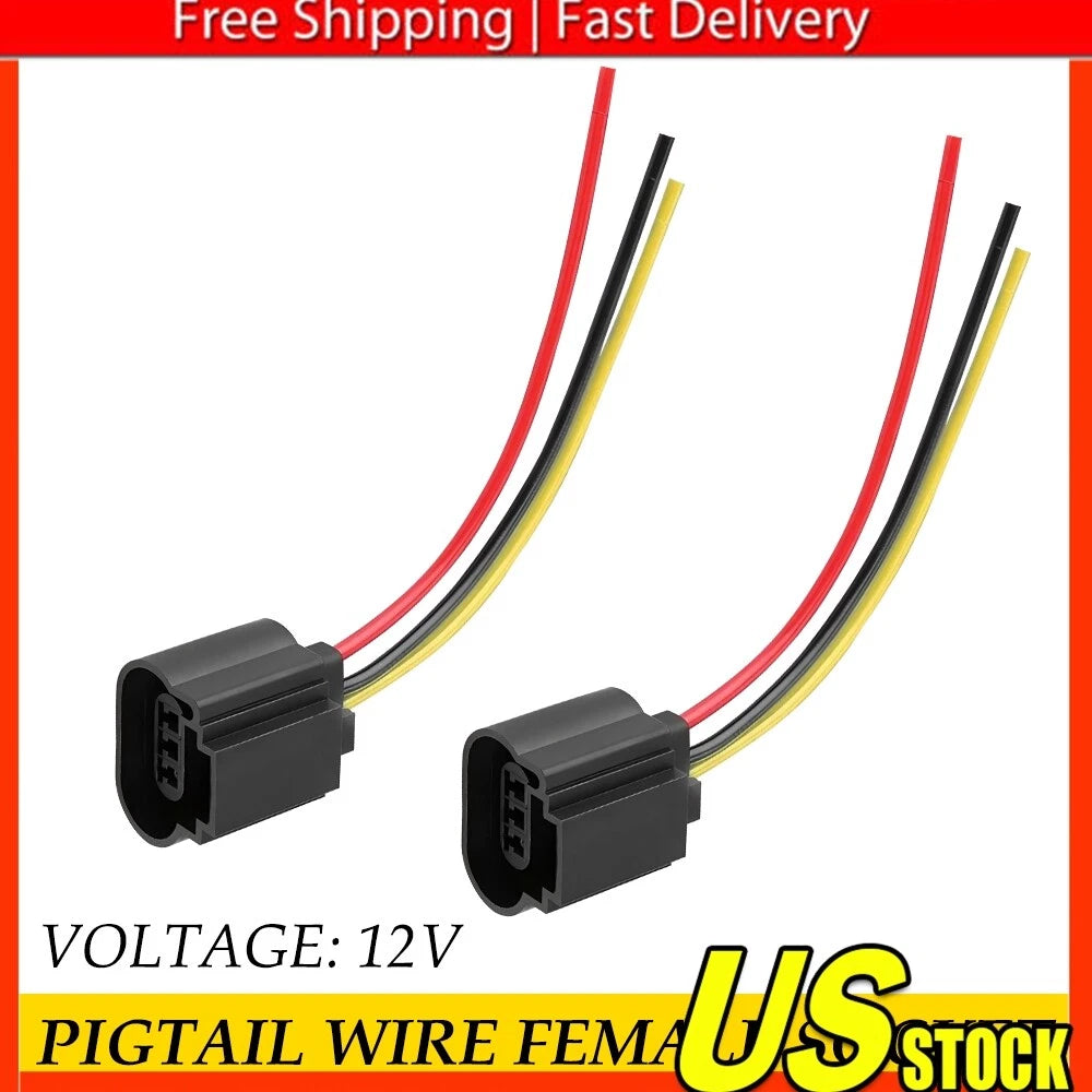 2X H13 Female Headlight Bulb Replacement Pigtail Wire Harness for Vehicles