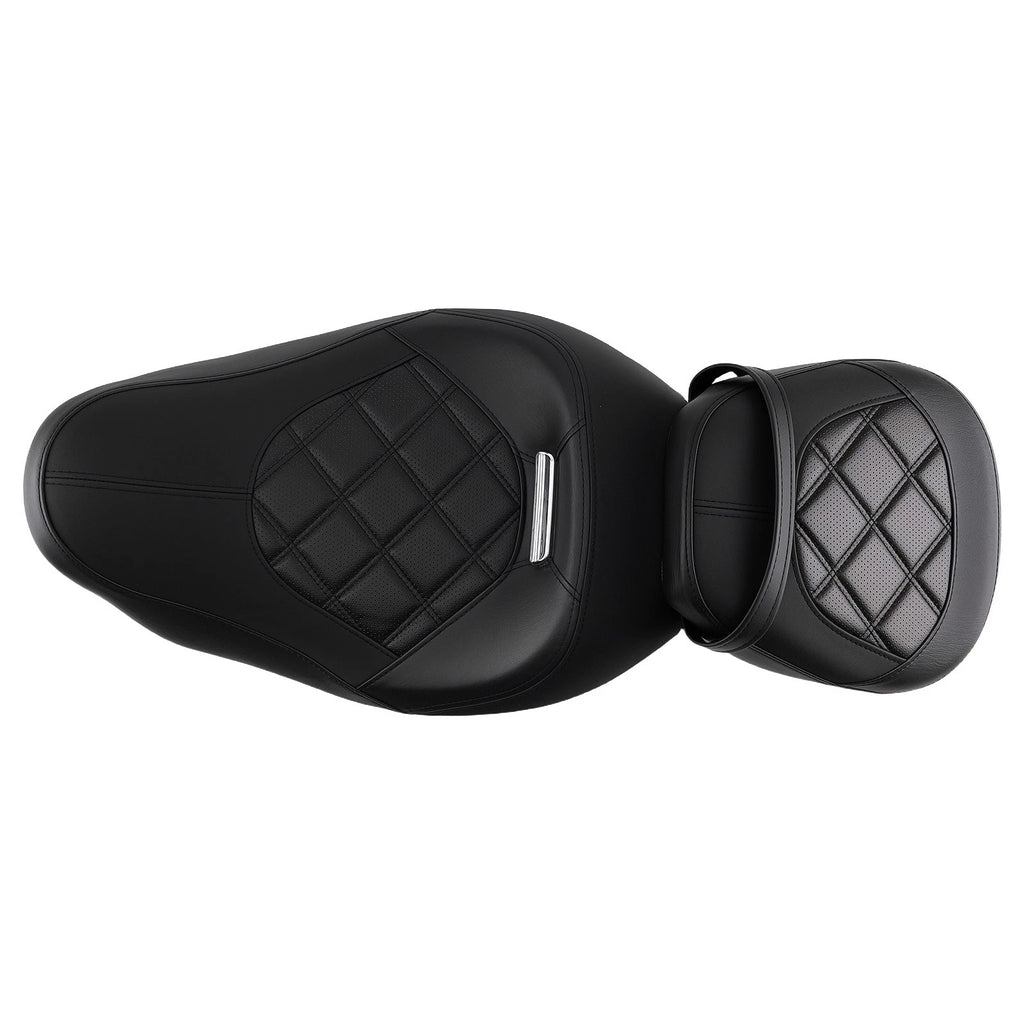 Black PU Seat Driver & Passenger for Harley Touring (2009–2018)