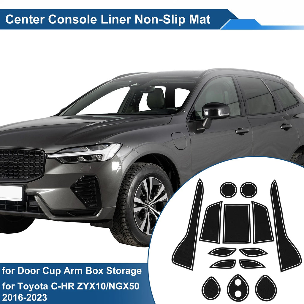 Set of 14 Non-Slip Mats for Toyota C-HR ZYX10/NGX50 (2016–2023) PVC White