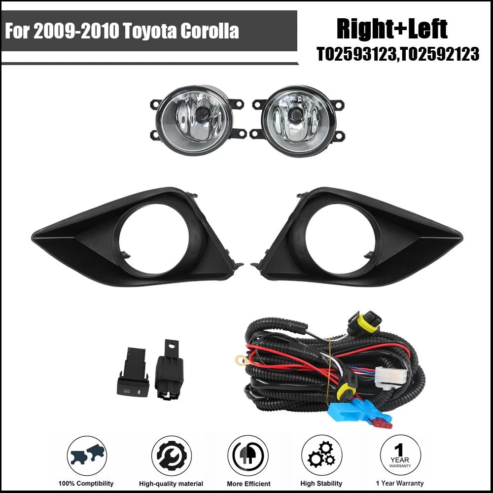 Pair of Fog Lights for Toyota Corolla (2009–2010) Halogen Clear