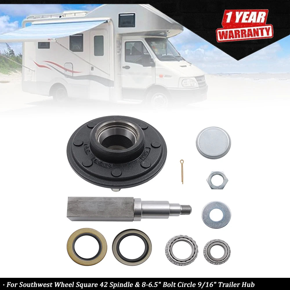 Set of 4 Wheel Hub Kit for 8-6.5â Wheels (9/16â Studs, Square Spindle)