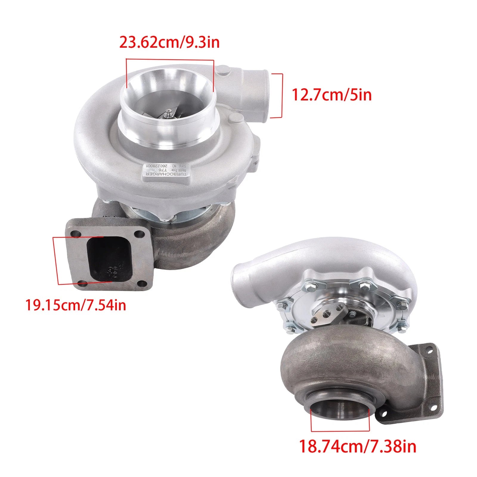 T76 Turbo with T4 Manifold Flange for V6 V8 3.5L+ (Universal)
