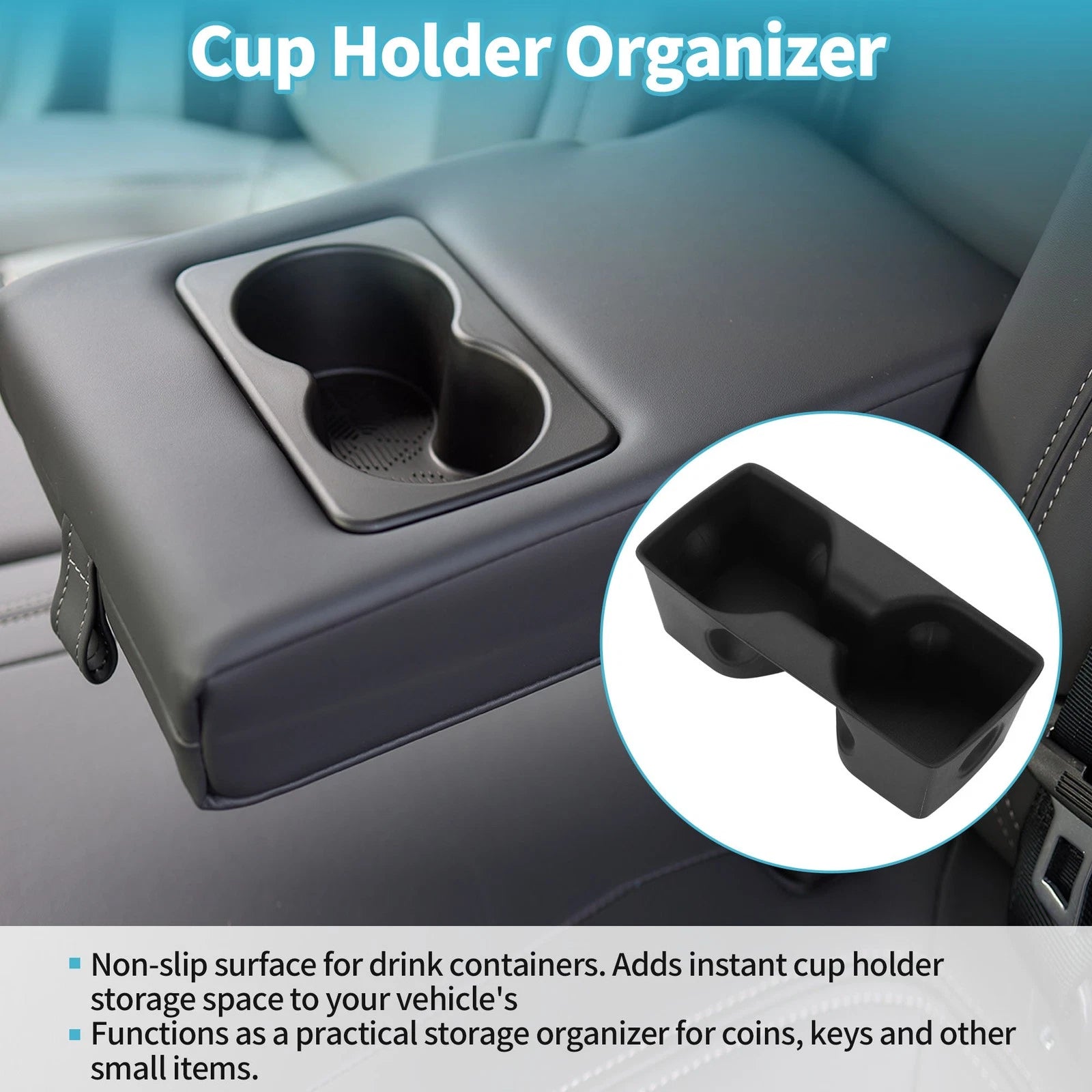 Rear Seat Center Armrest Cup Holder Organizer for Toyota RAV4 (2019–2021) TPE