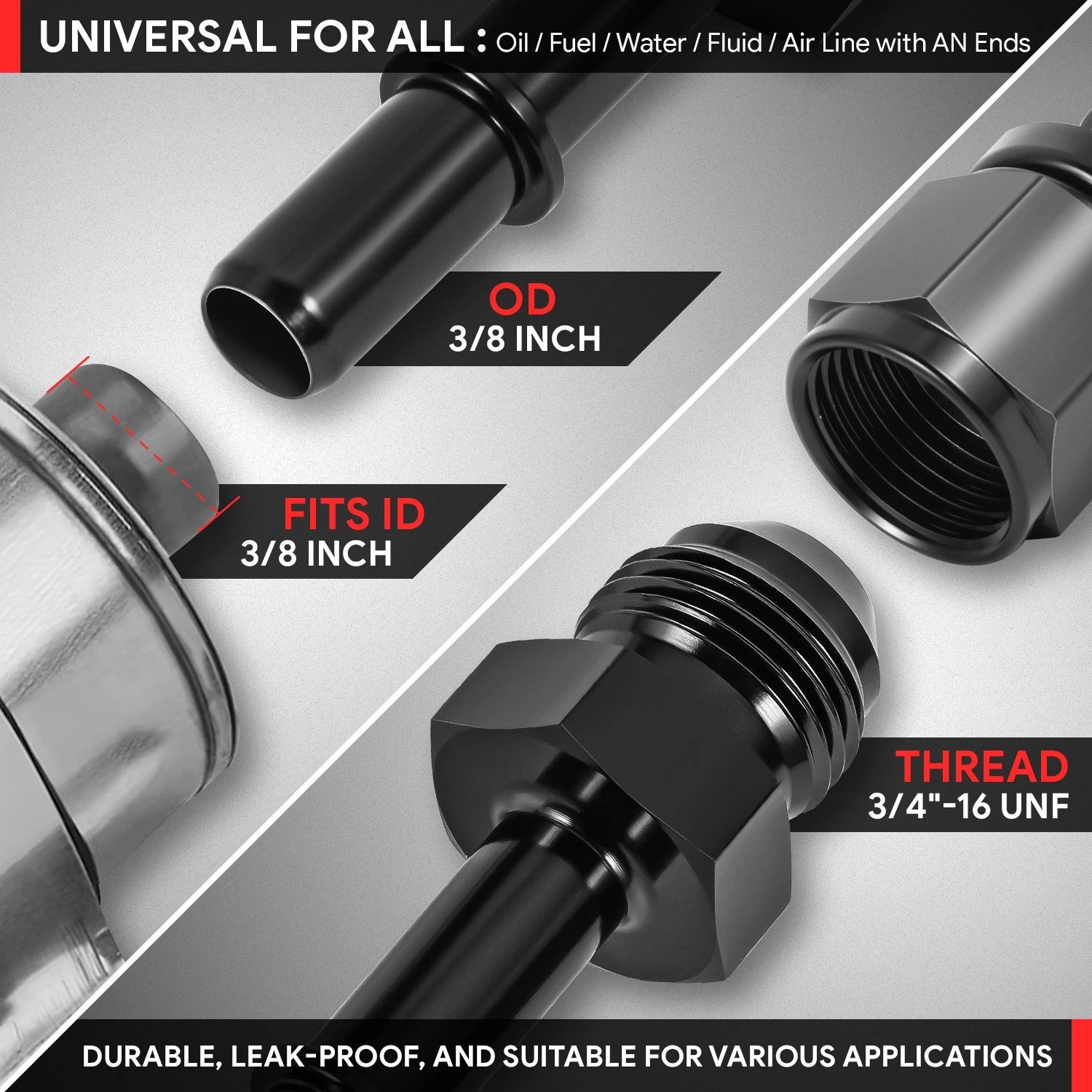 8AN EFI Fitting Adapter for Fuel Line Male to 3/8" Rail (Aluminum Quick Disconnect)