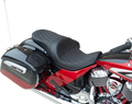 Low Profile Touring Seat for Harley-Davidson (2014–2023) - Double Diamond, Black Stitch