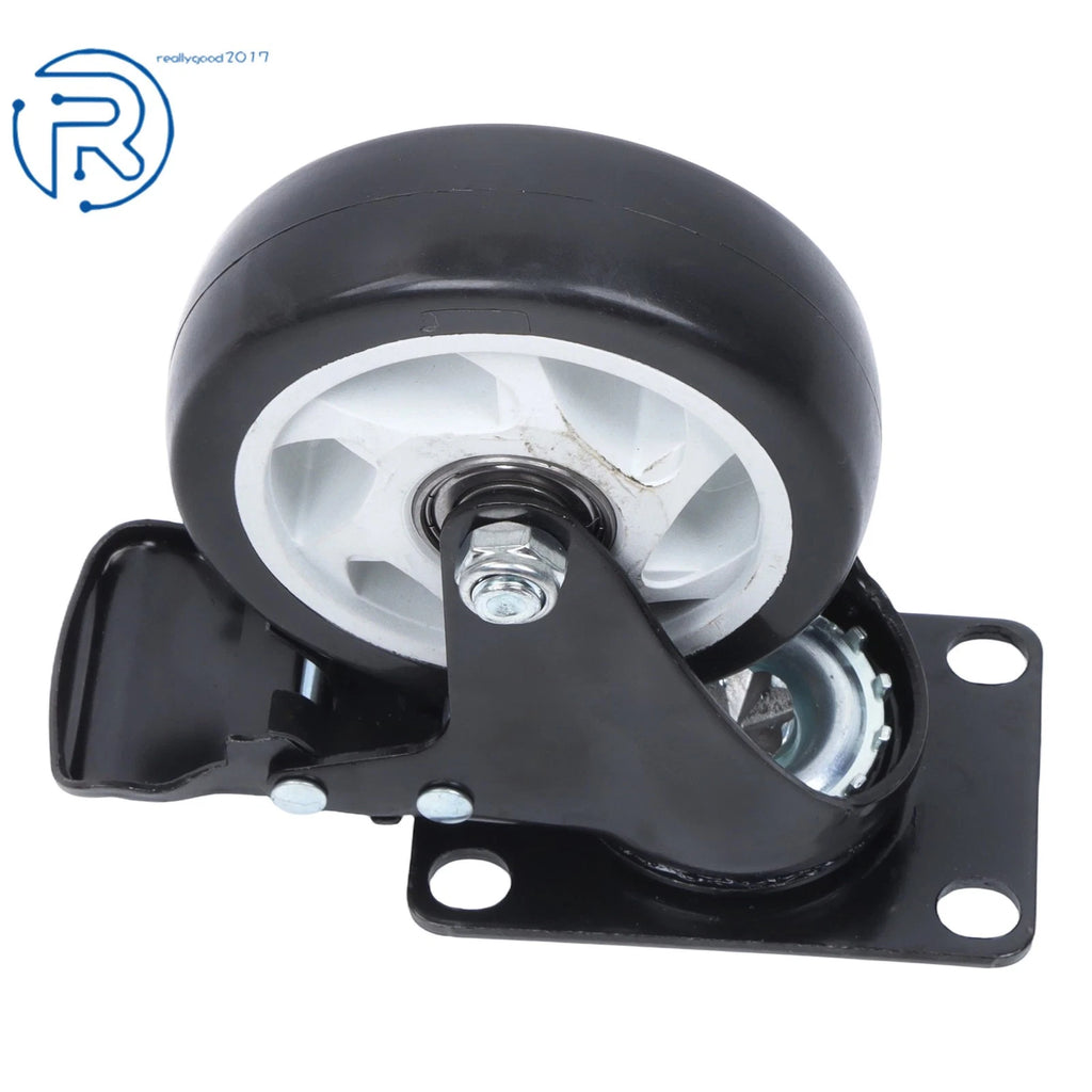 Set of 4 Black Casters with White Hubs, 360-Degree, 2200 lb Capacity