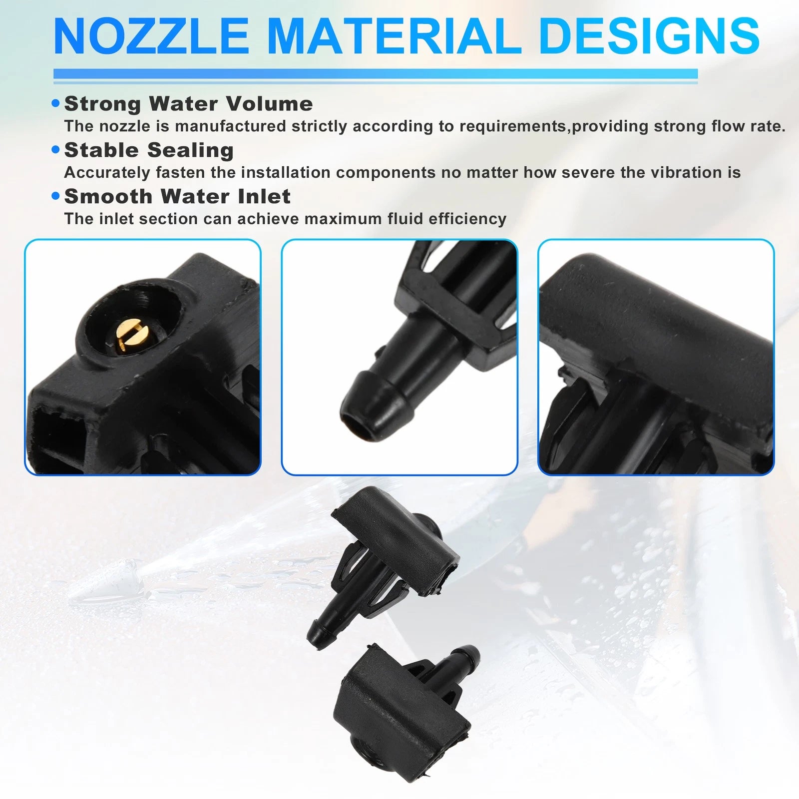 Set of 2 Windshield Washer Nozzles for Nissan Rogue (2014–2020) Replace No. 289314BA0A/289323JA0A