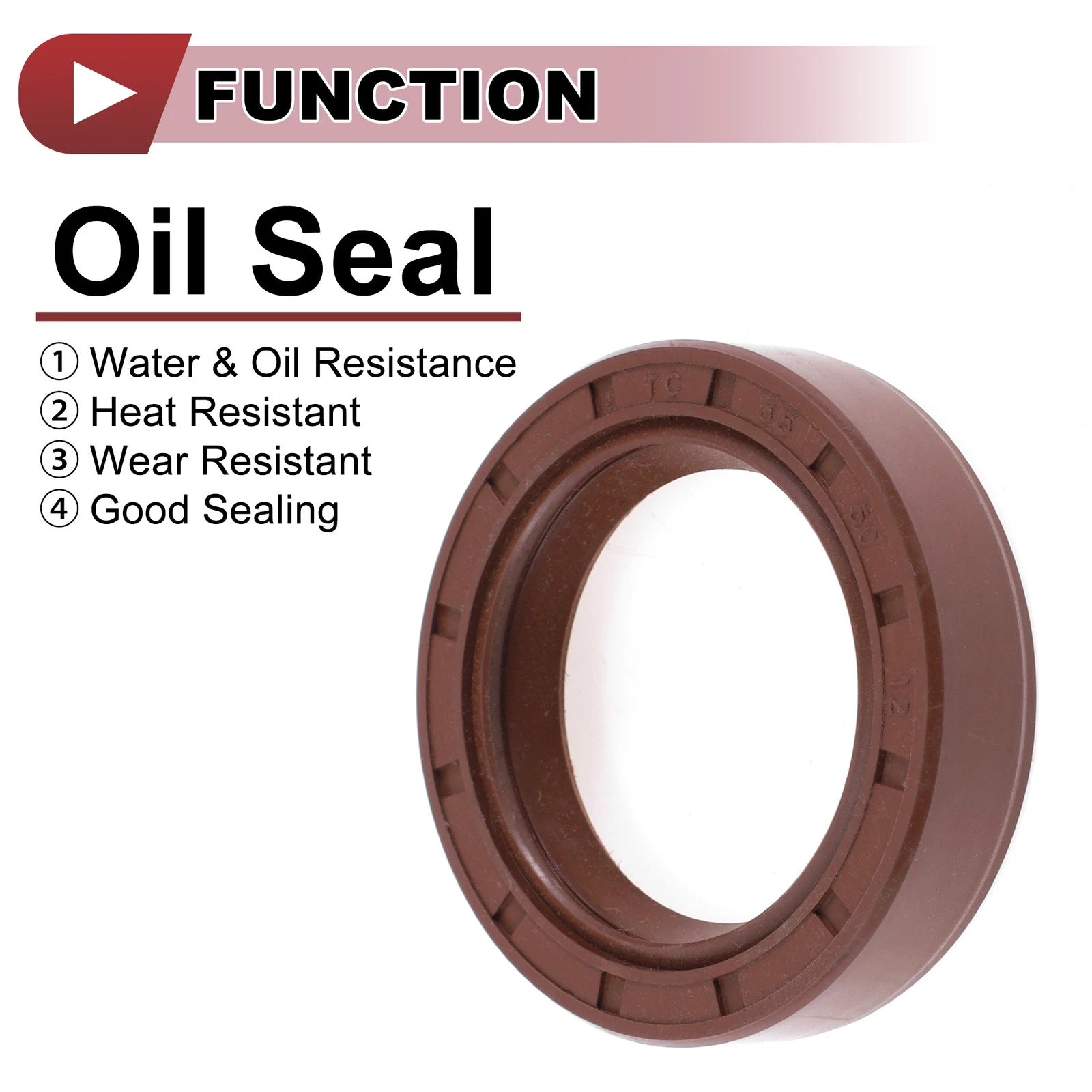 2X Oil Seal for Rotary Shaft (35x50x12mm) FKM Rubber Brown