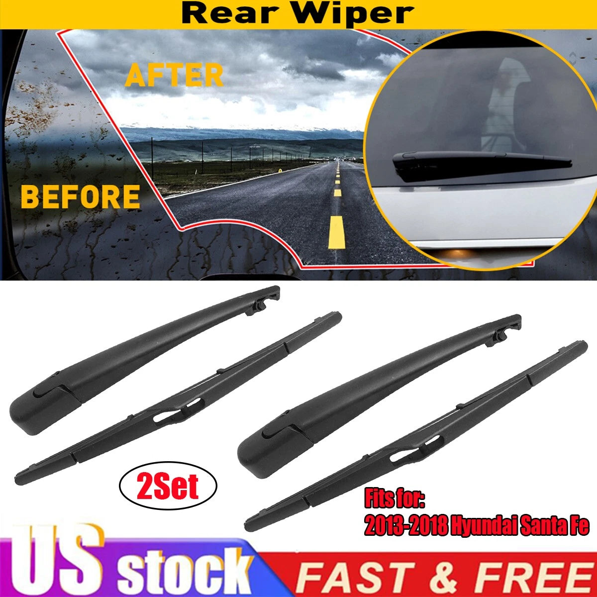 Rear Wiper Arm with Blade for Hyundai Santa Fe (2013–2018)