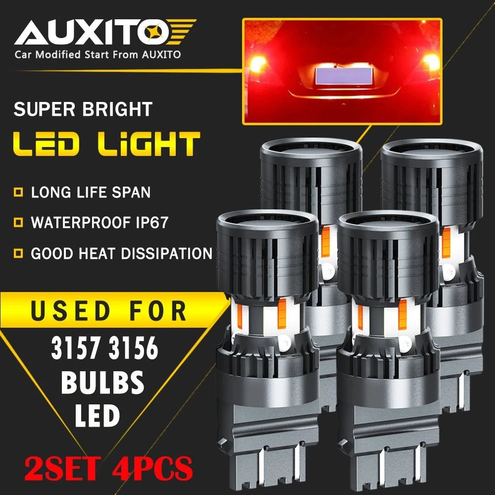4X 3157 3047 3156 Red LED Stop Brake Tail Light Bulb for GMC Chevy (2010–2023)