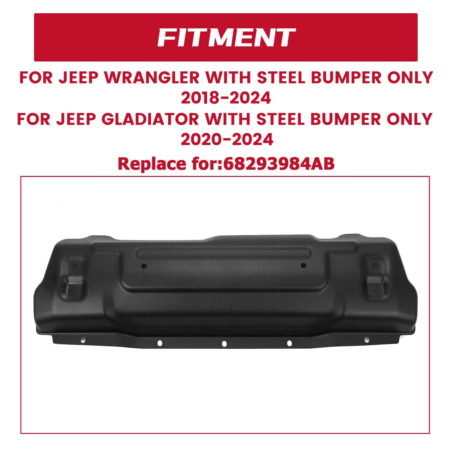 Front Bumper Skid Plate for Jeep Wrangler JL / Gladiator JT (2018–2025) #68293984AB