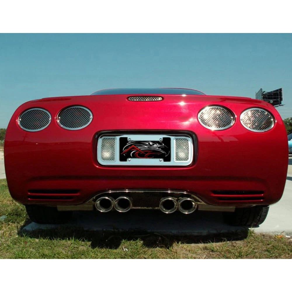 Polished Stainless Steel Laser Mesh Tail Light Grilles for 97-04 Chevy Corvette