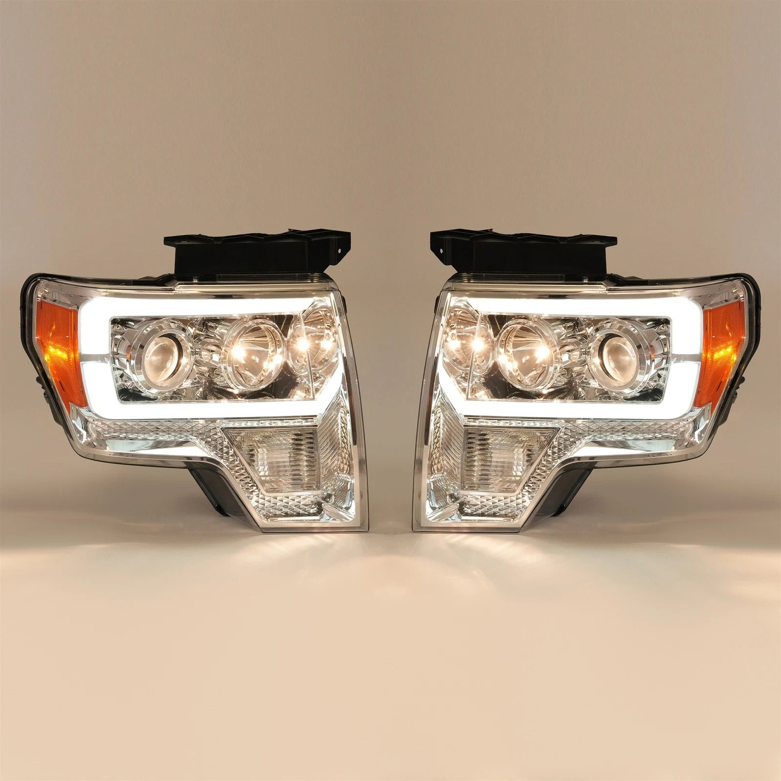2X LED Tube DRL Projector Headlights for Ford F150 (2009-2014)