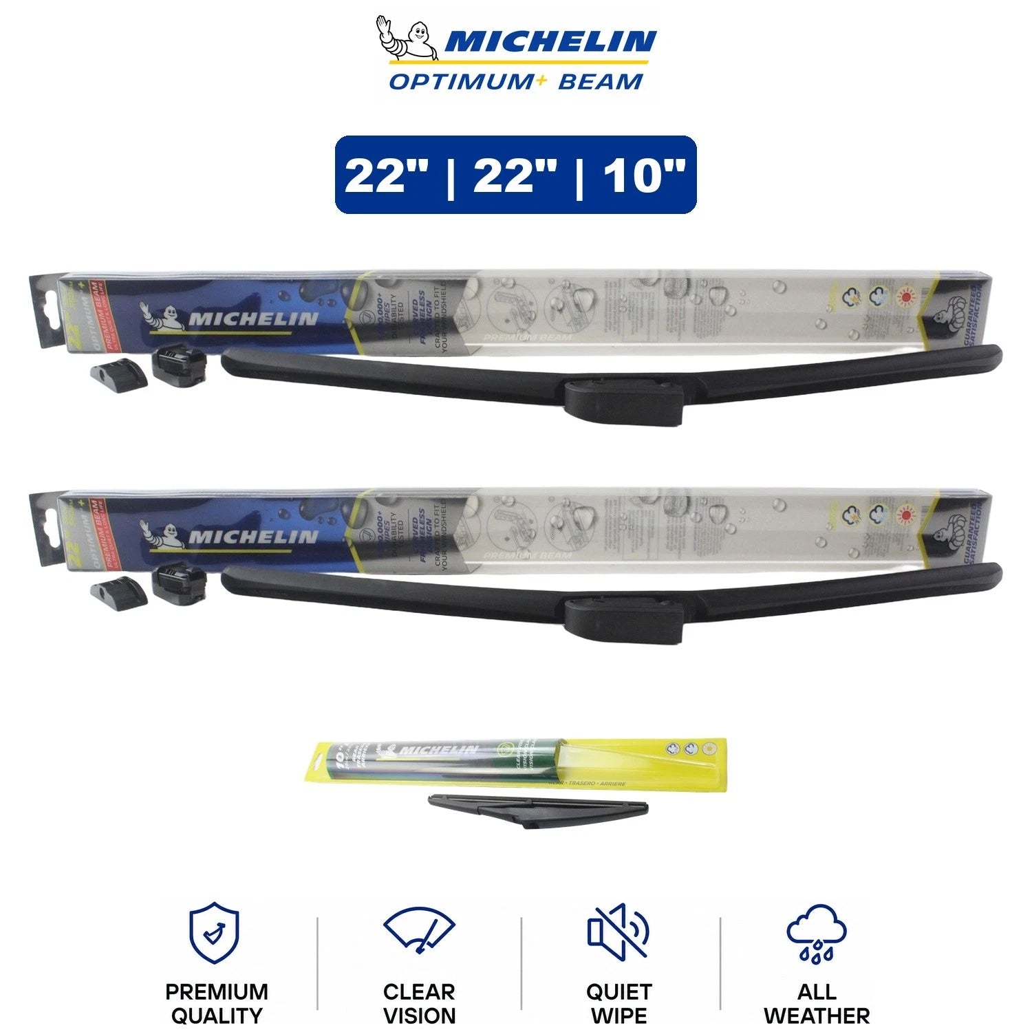 Set of 3 Michelin Optimum+ Beam Wiper Blades for Dodge Magnum (2005–2008)
