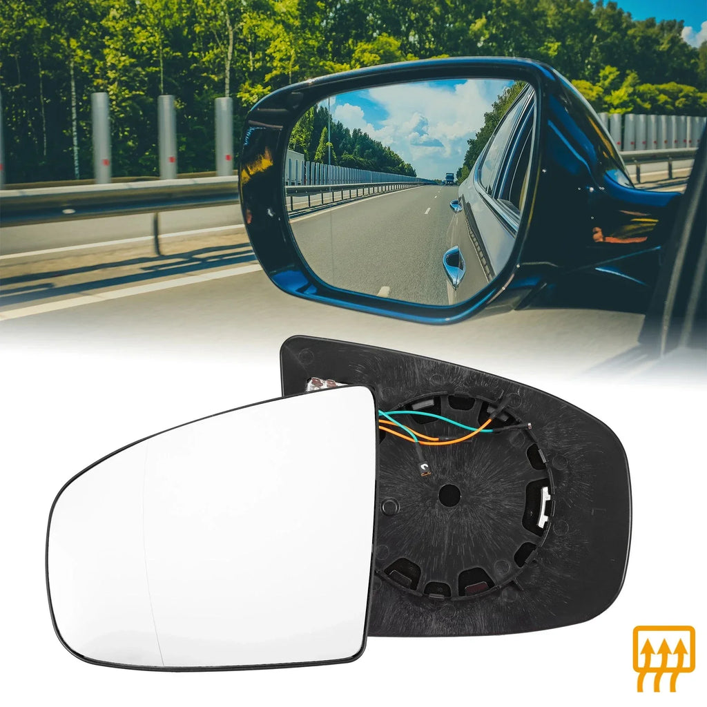 Left Heated Rear View Mirror Glass with Backing Plate for BMW X5 X6