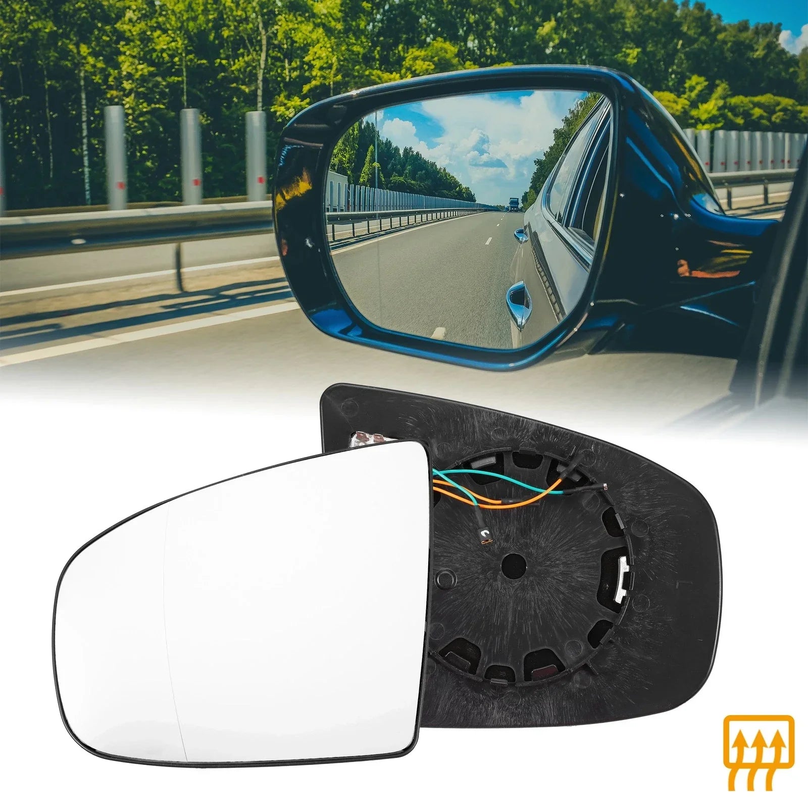 Left Heated Rear View Mirror Glass with Backing Plate for BMW X5 X6
