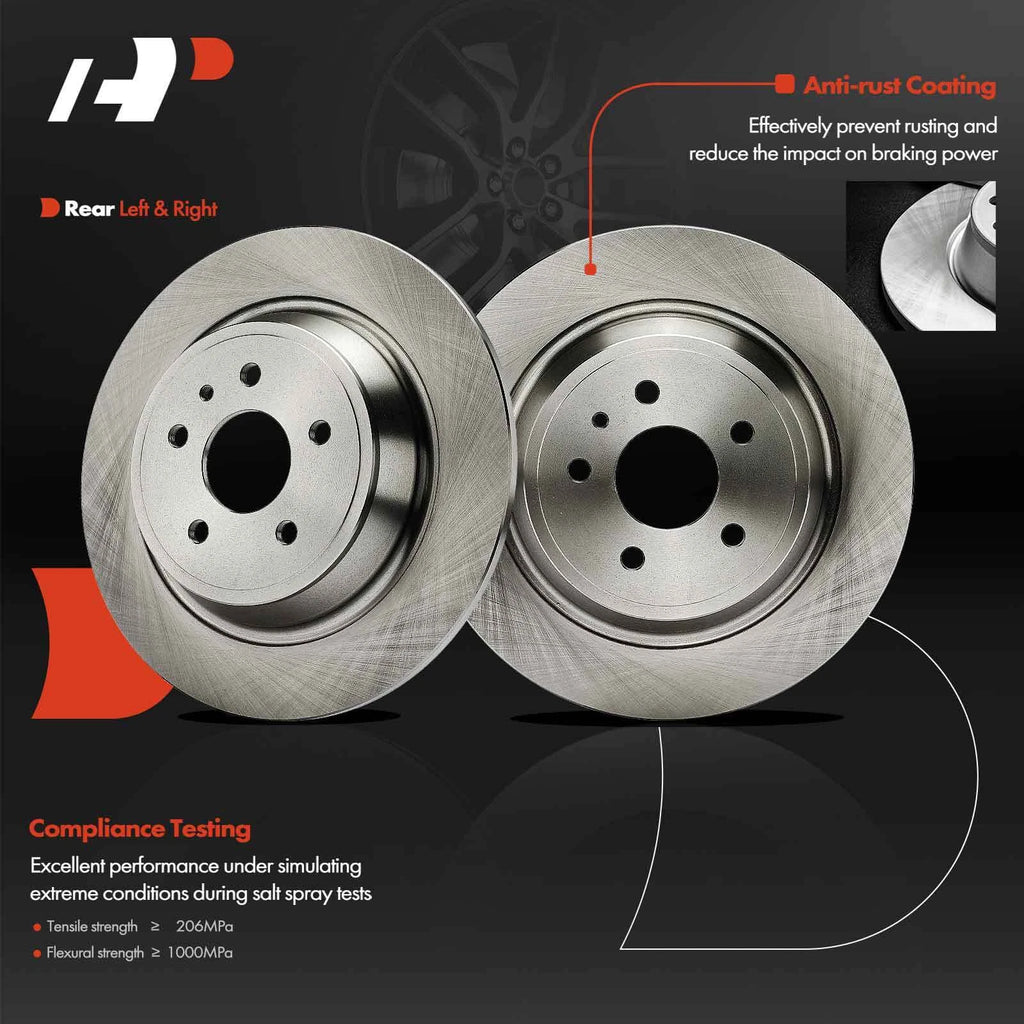 Set of 2 Rear Disc Brake Rotors & Ceramic Pads for Ford Escape (2017–2019)