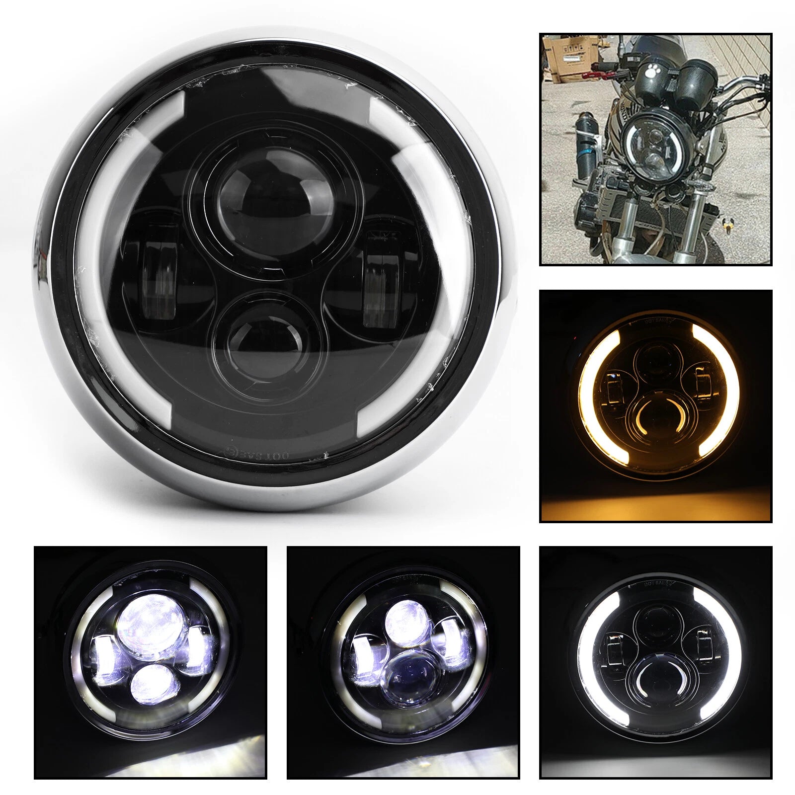 7'' LED Headlight for Harley Dyna Cafe Racer Bobber (T9)