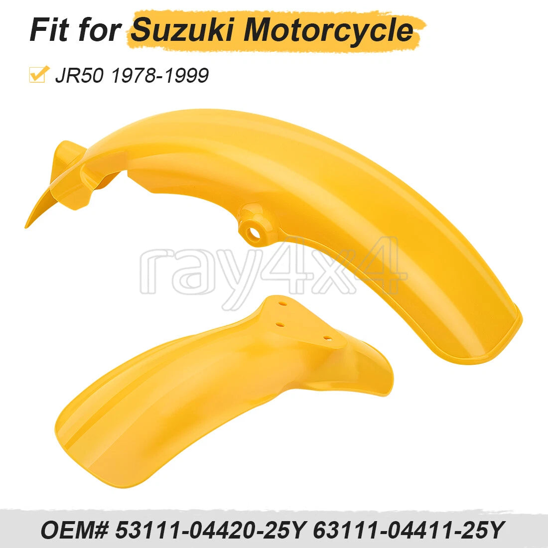 Set of 2 Front & Rear Fenders for Suzuki JR50 (1978–1999) Yellow Guards