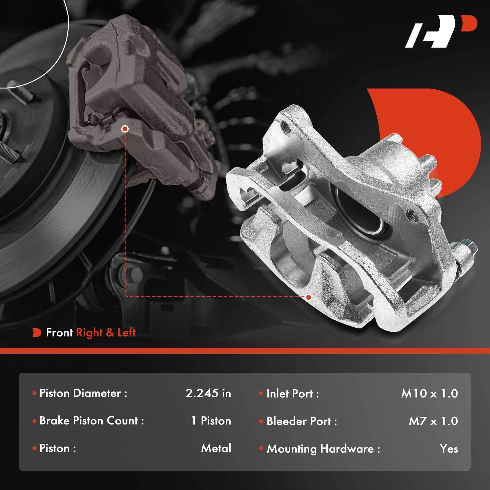 Pair Front Brake Calipers for Jeep Compass Patriot (2007-2017)