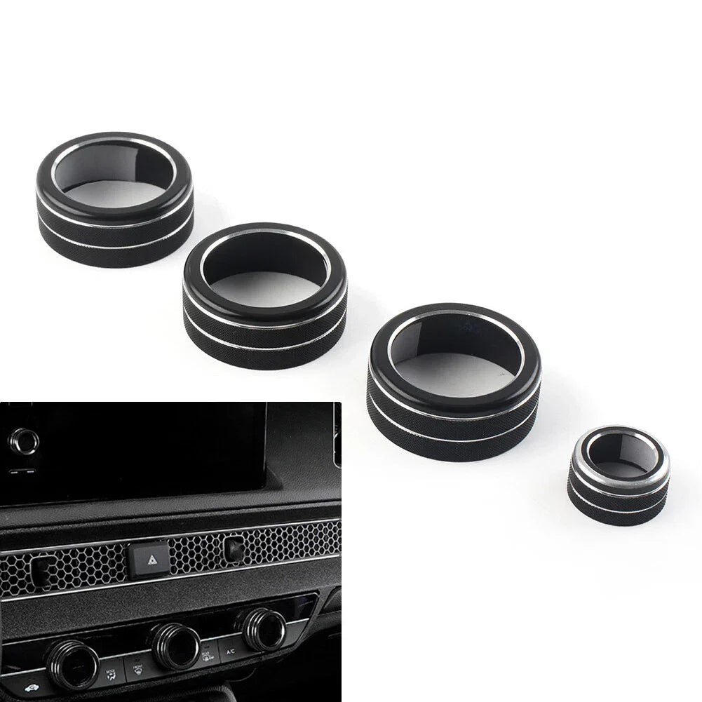 4 x AC Climate Control Knob Ring Covers for Honda Civic (2022 - Present) Black