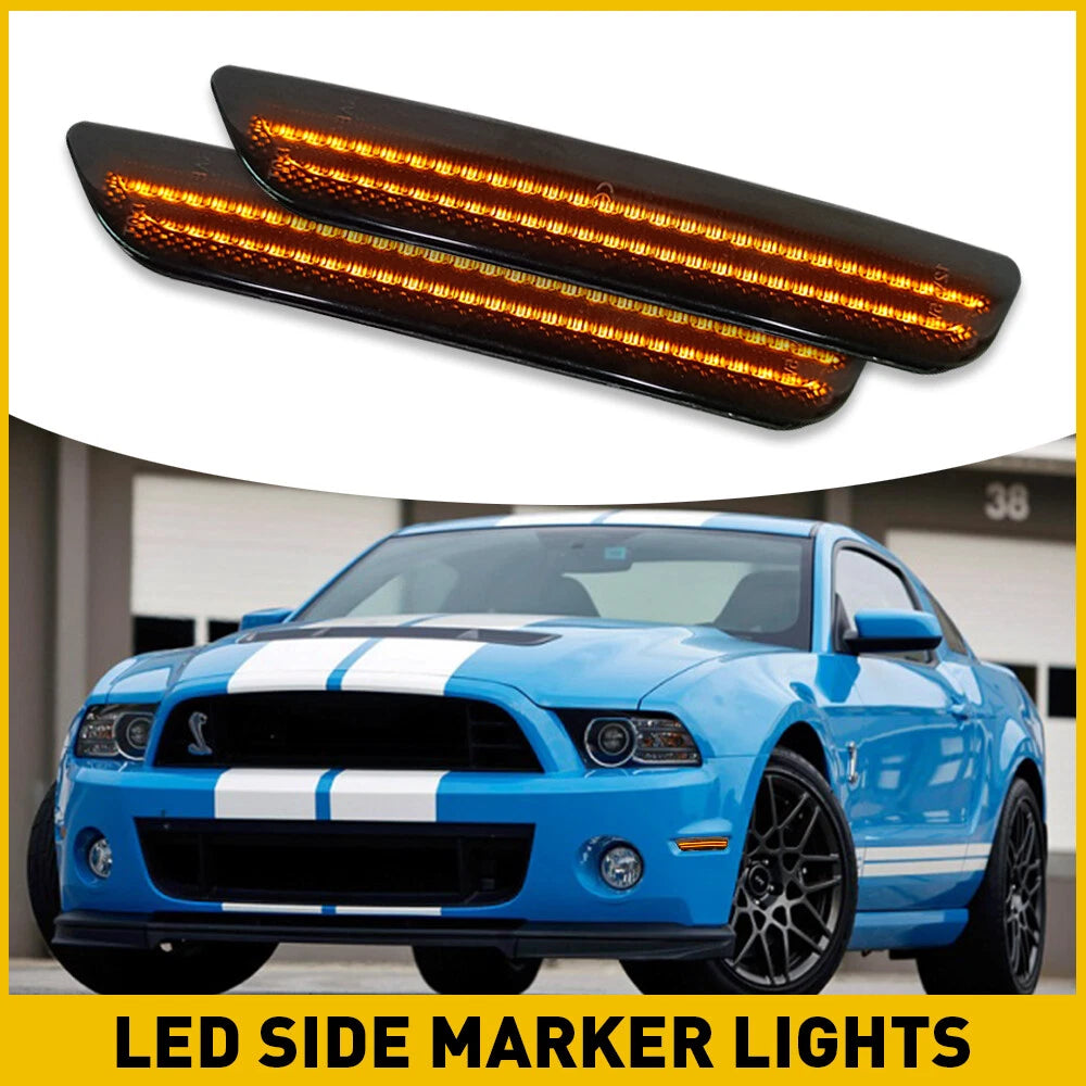 2X LED Front Bumper Side Marker Lights for Ford Mustang (2010–2014)