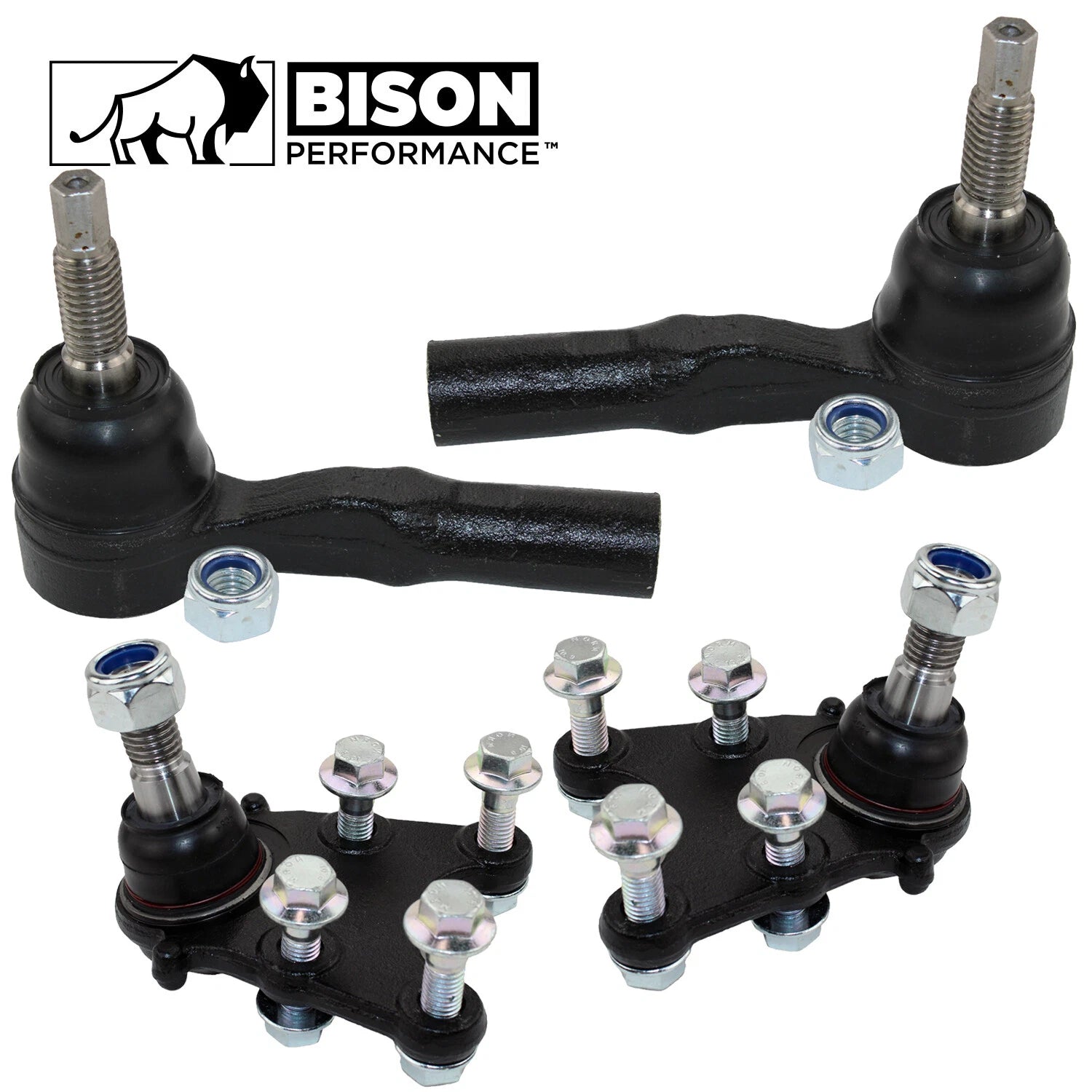Set of 4 Front Outer Tie Rod Ends & Lower Ball Joints for Chevy GMC
