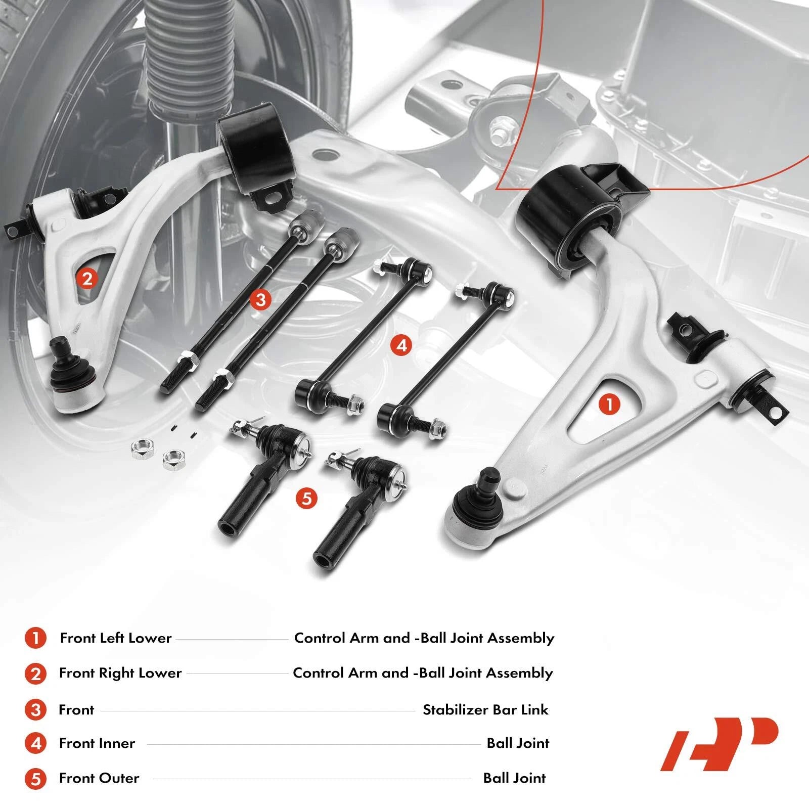 8x Front Control Arm with Ball Joint for Ford Freestar (2004-2007)