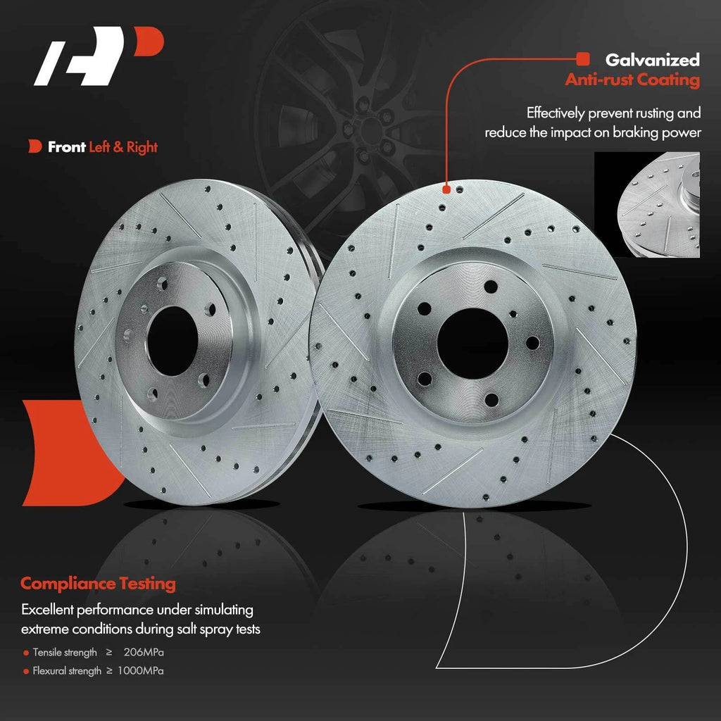 Set of 8 Front Drilled Brake Rotors, Pads & Calipers for Infiniti EX35 M35h