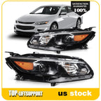 Black Housing Headlight Pair for Chevrolet Malibu (2016–2018)