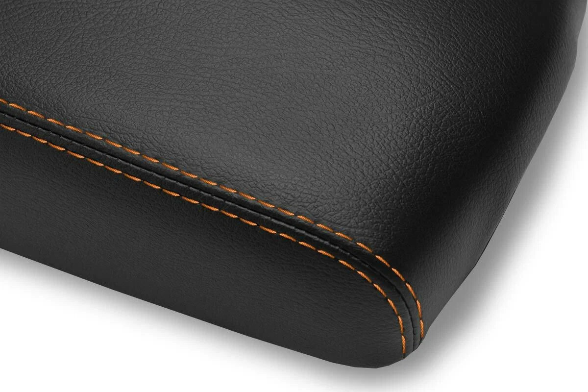 Console Lid Armrest Cover for Infiniti FX35 (2009–2012) - Leather, Orange Stitch