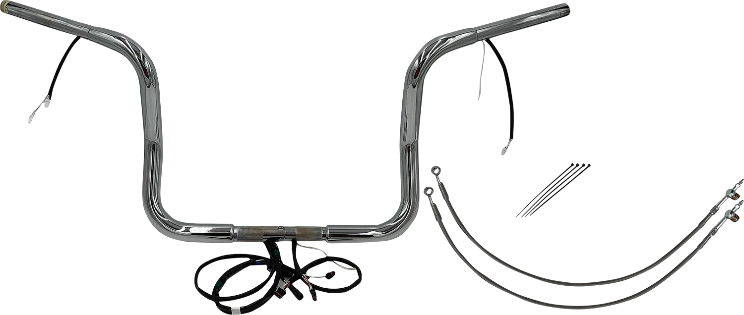 1-1/4" Round Top Handlebar Kit for Harley Davidson (EZ Install, 12", Chrome)