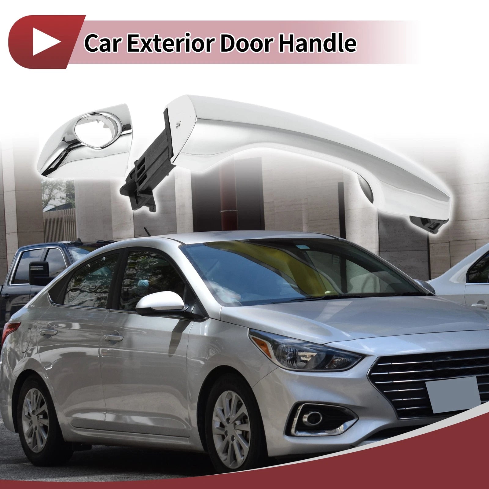 Car Door Handle Grip for Hyundai Elantra (2017–2020) No. 82652F2050 Silver Tone